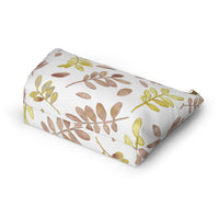 Watercolor Tossed Leaves Accessory Pouch w T-bottom in Red